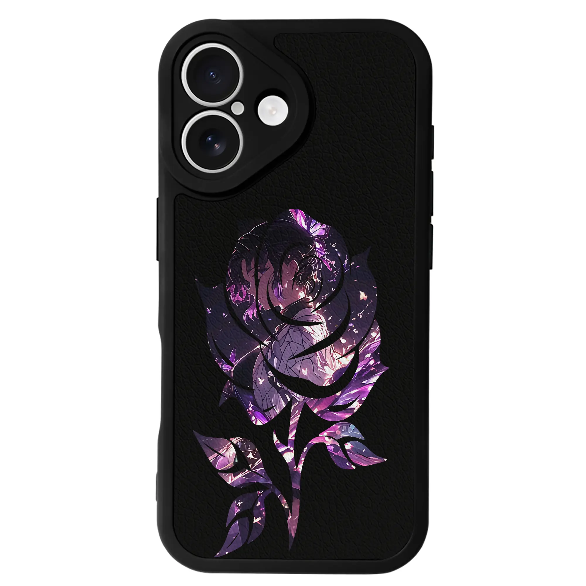 鬼滅の刃 グッズ,胡蝶 しのぶ - IPhone 16シリーズ対応 ・ シリコンスマホケース ・ レザー調 ・ 高精度フィット ・ 耐衝撃 ・ ワイヤレス充電対応 ・ 精密カット